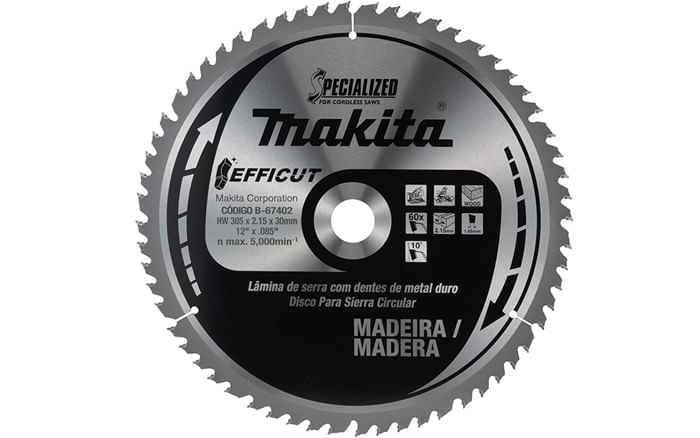 Disco Sierra Efficut 305mm X 30mm×60t (con buje 25.4mm&15.88) B-67402