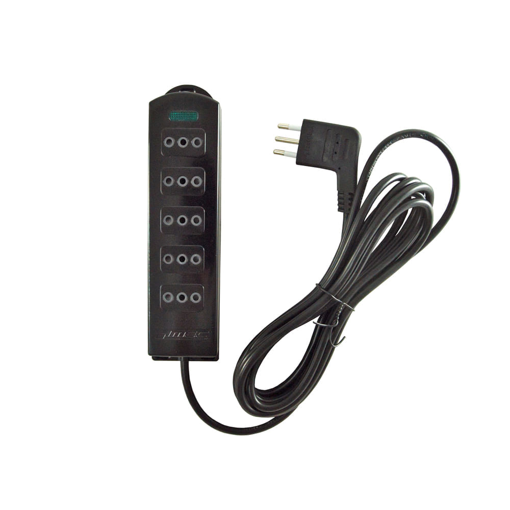 Alargador 5 Mts 5 Posc. 2P+T 10A Negro M  MEC