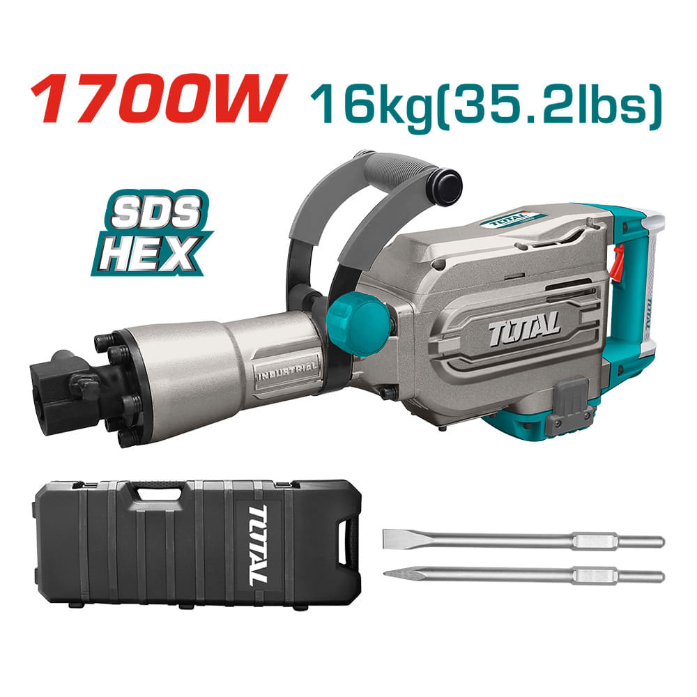 Martillo Demoledor Electrico Total 1700W SDS Max 16kg Alta Potencia -TOTAL